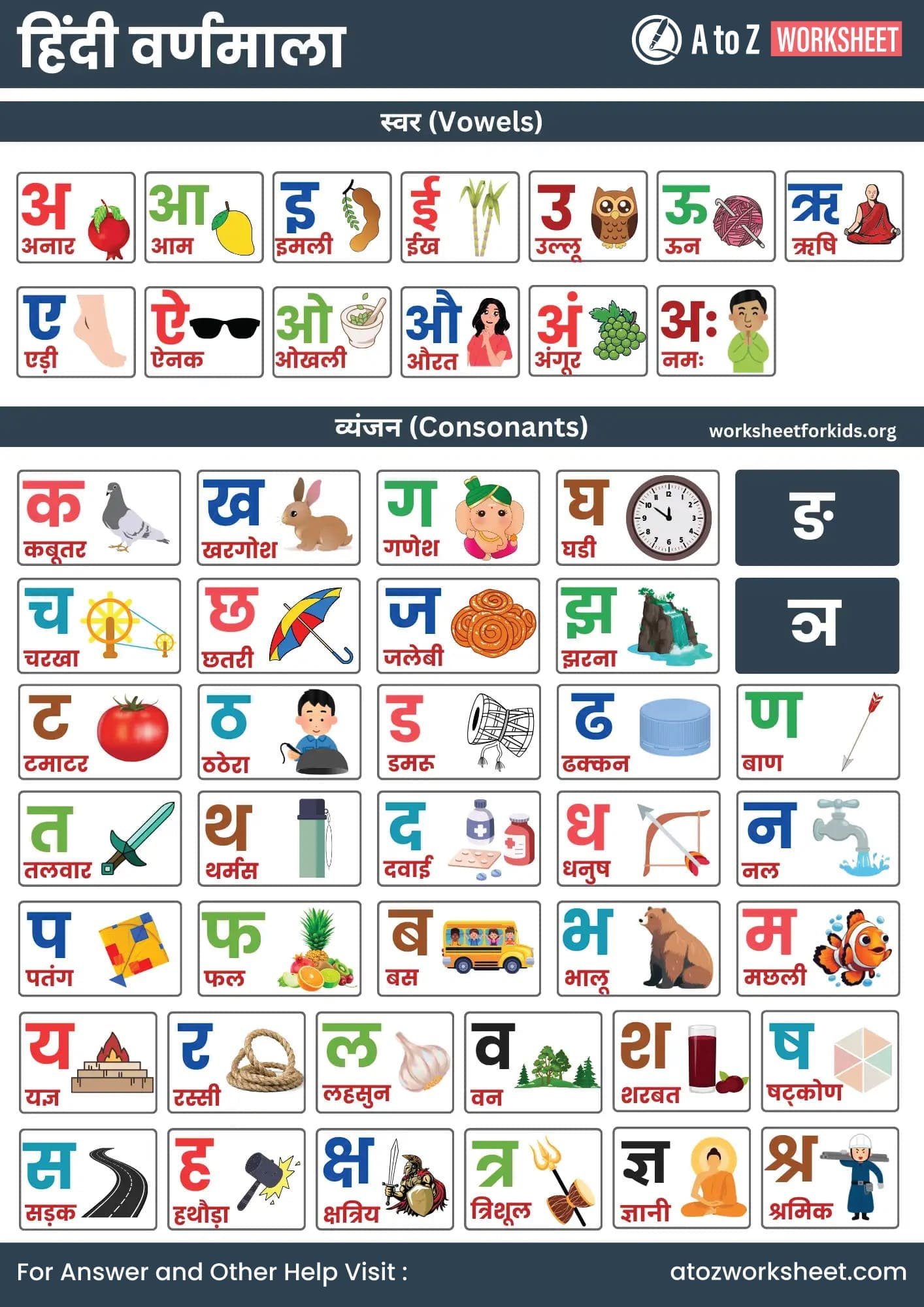 varnmala hindi worksheet for lkg